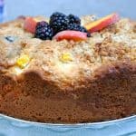 Plate with Peaches and Blackberry Coffee Cake