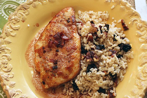 Chicken with Pomegranate Shallot Pan Sauce