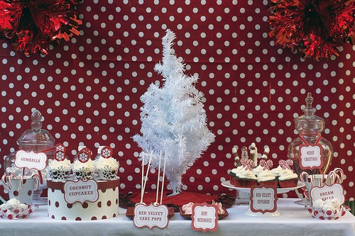 red and white christmas dessert bar