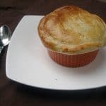 red pepper soup with puff pastry