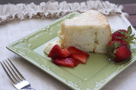 Lime Angel Food Cake with Strawberries and Lime Mascarpone