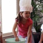 Olivia stirring and chatting