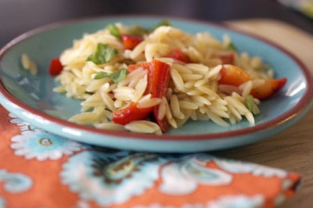 Lemon Orzo with Red Peppers and Scallions