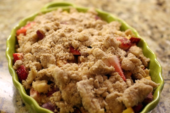 strawberry nectarine crumble pre-oven