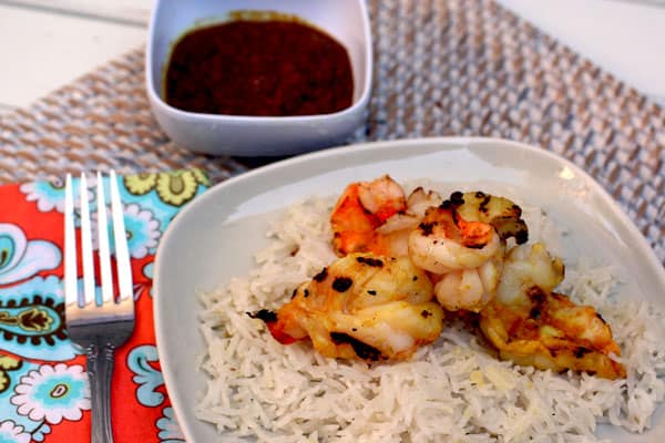 grilled shrimp with fiery lemongrass sambal