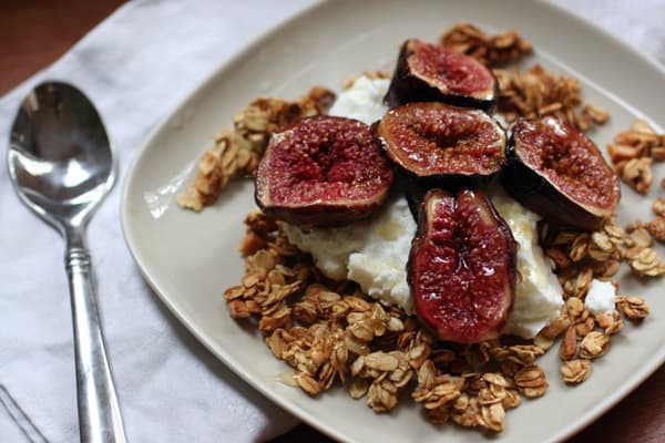 baked figs over yogurt and granol