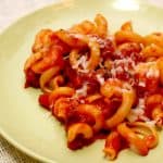 Fiorentini with Guanciale, Tomato and Spicy Pickled Peppers