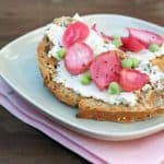 roasted radish and spring pea bruschetta