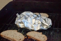 grillec cherry almond brie in foil