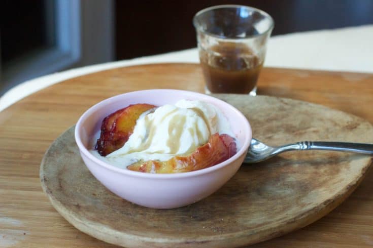 Peaches with Bourbon Caramel Sauce