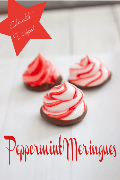 chocolate dipped peppermint meringues