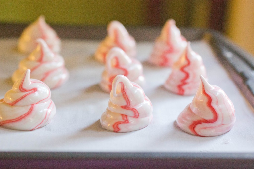 peppermint meringues on sheet