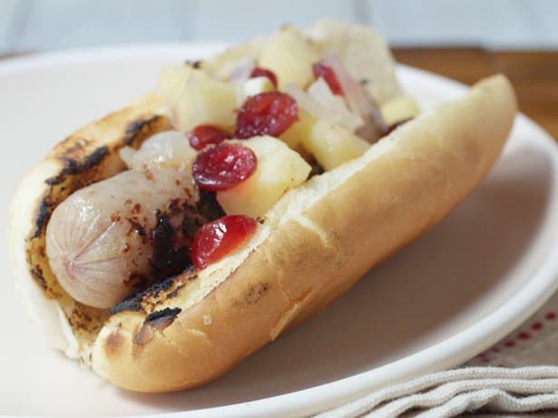 Cran Apple Relish Topped Hot Dog