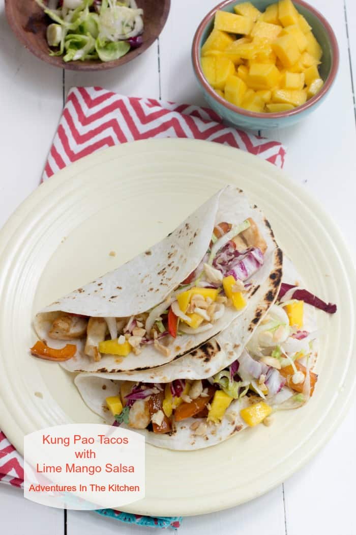 Kung Pao Chicken Taco’s with Mango Lime Slaw