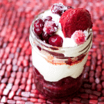 jar of Red Velvet Cranberry Trifle on table