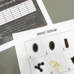 Scoring card and tasting card for a chocolate tasting