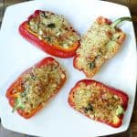 plate of mexican-quinoa-stuffed-peppers-with-hatch-chiles-and-corn