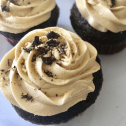 plate of three mexican chocolate cupcakes
