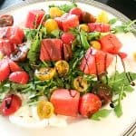 Plate of watermelon tomato salad
