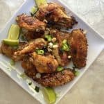 plate of baked sweet and spicy chicken wings,