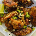 plate of baked sweet and spicy baked chicken wings