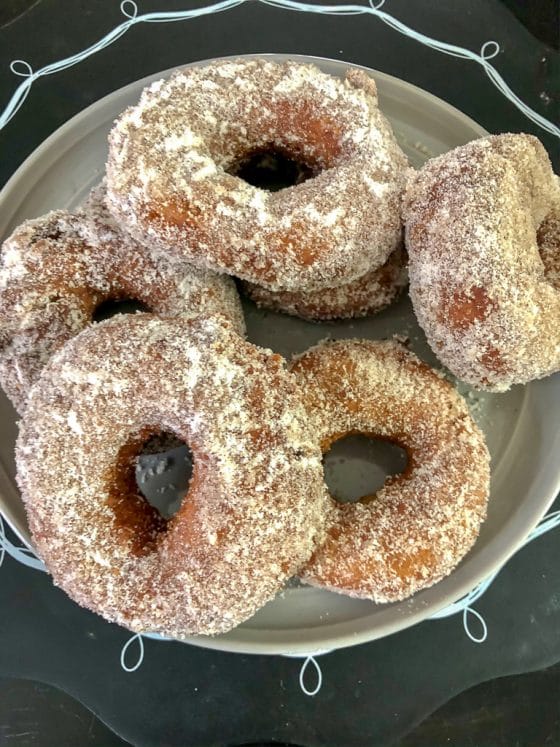plate of apple cider donuts