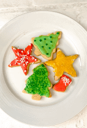 plate of vegan sugar cookies for the holidays.