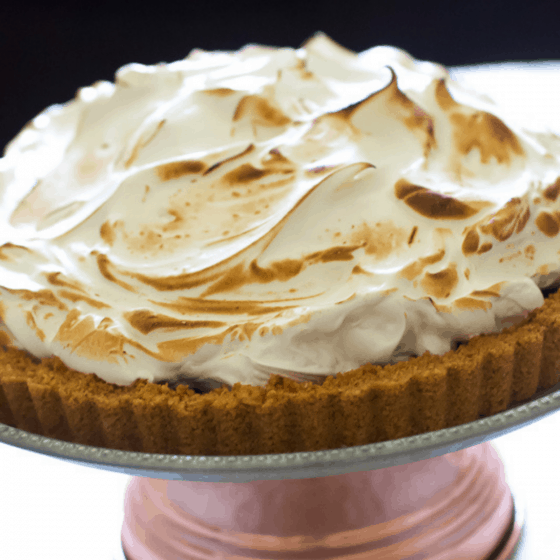 photo of Smores tart on a cake stand